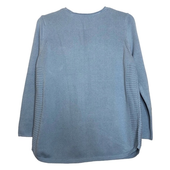 J. JILL - Cotton & Merino Wool Blend Light Blue Round Neck Sweater - Size Medium - Picture 2 of 8